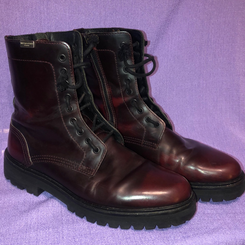 Used The Kooples Burgandy Side Zip Boots Size 9.5 Ladies 8.5 Men’s 41eu
